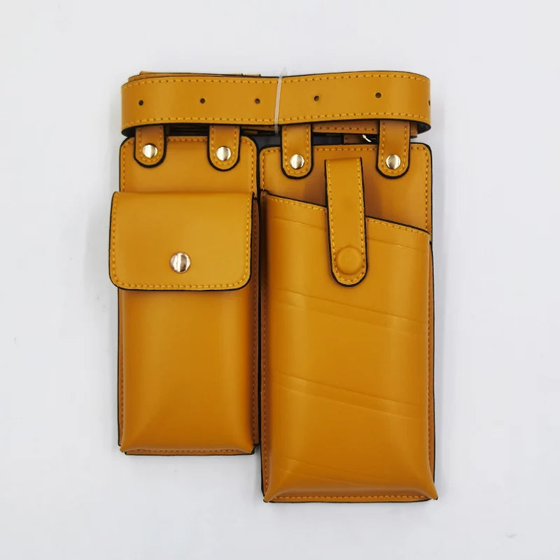 2 Pcs Women Waist Bag Hip Hop Leather Belt Bags Tactical Crossbody Chest Bag Female Fanny Pack Small Designer Luxury Hip Pocket