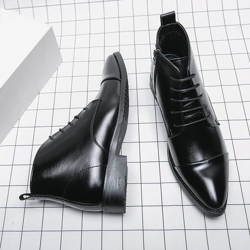 Luxury Designer Men's 38~48 Genuine Leather Italian Brand Dress Shoes Men Fashion Chelsea Casual Boots Retro Ankle Boot Footwear