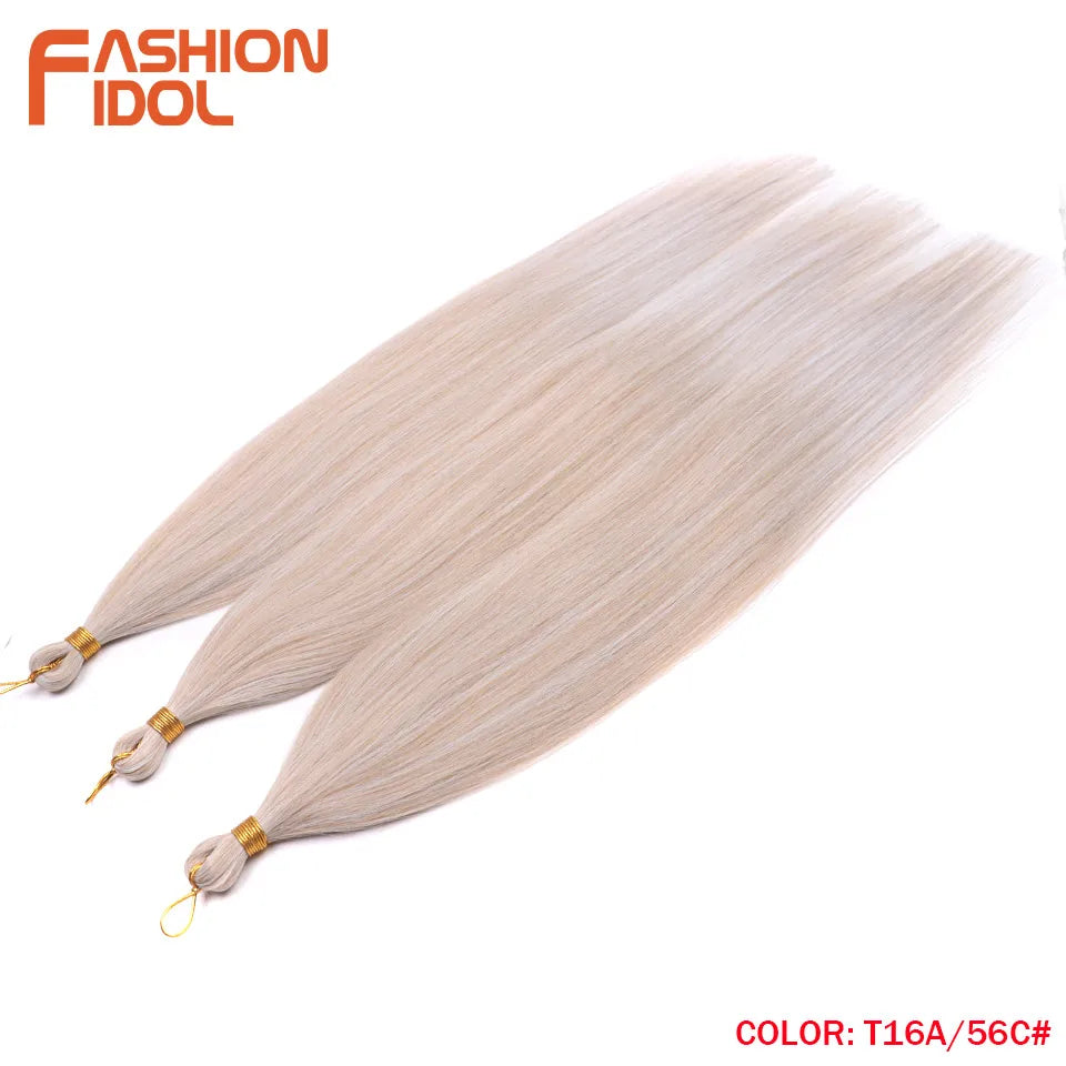 28" 3PCS 300g Ariel Straight Pony Hair Bundles Crochet Braids Hair Synthetic Braiding Hair Ombre Blonde Crochet Hair Extensions