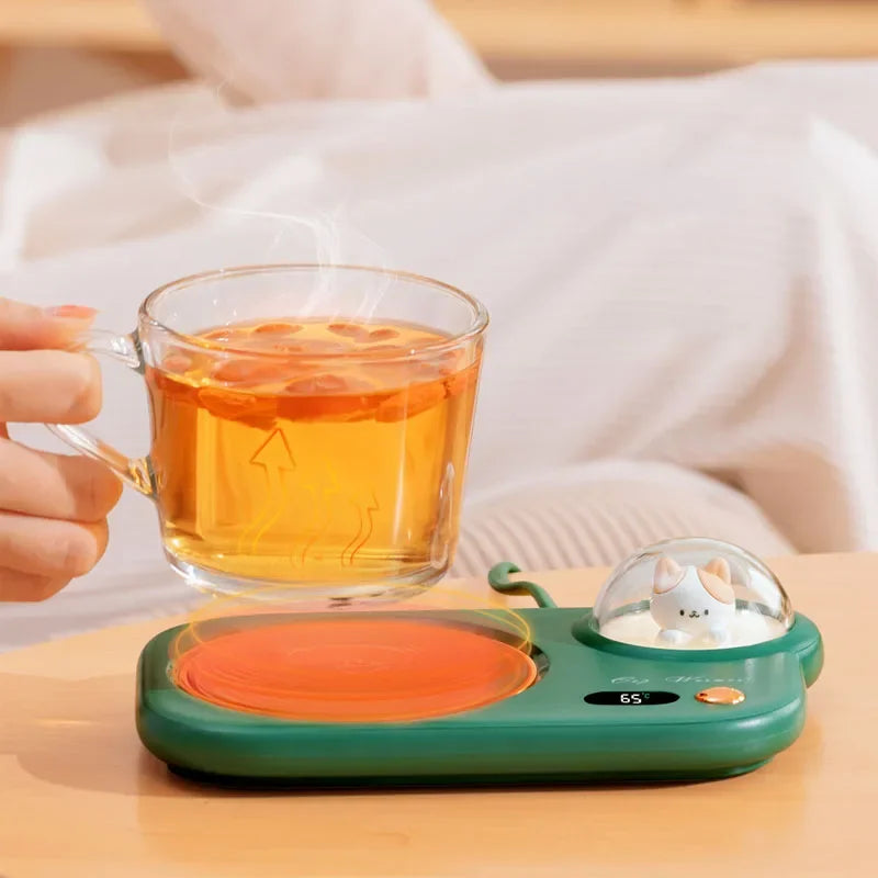Creative Electric Beverage Cup Warmer Heating Coasters New Coffee Mug Warmer with LED Night Light Function for Tea Water Milk