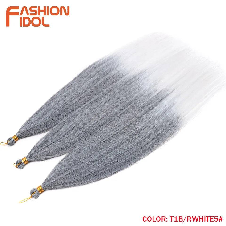 28" 3PCS 300g Ariel Straight Pony Hair Bundles Crochet Braids Hair Synthetic Braiding Hair Ombre Blonde Crochet Hair Extensions