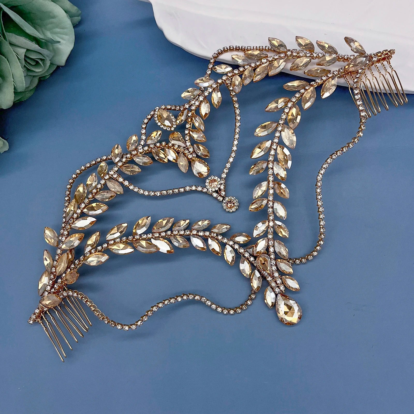 DZ215 Bling Indian Pendant Forehead Chain Jewelry Tiara Headpiece Bridal Headdress Crystal Wedding Headwear Accessories Gift
