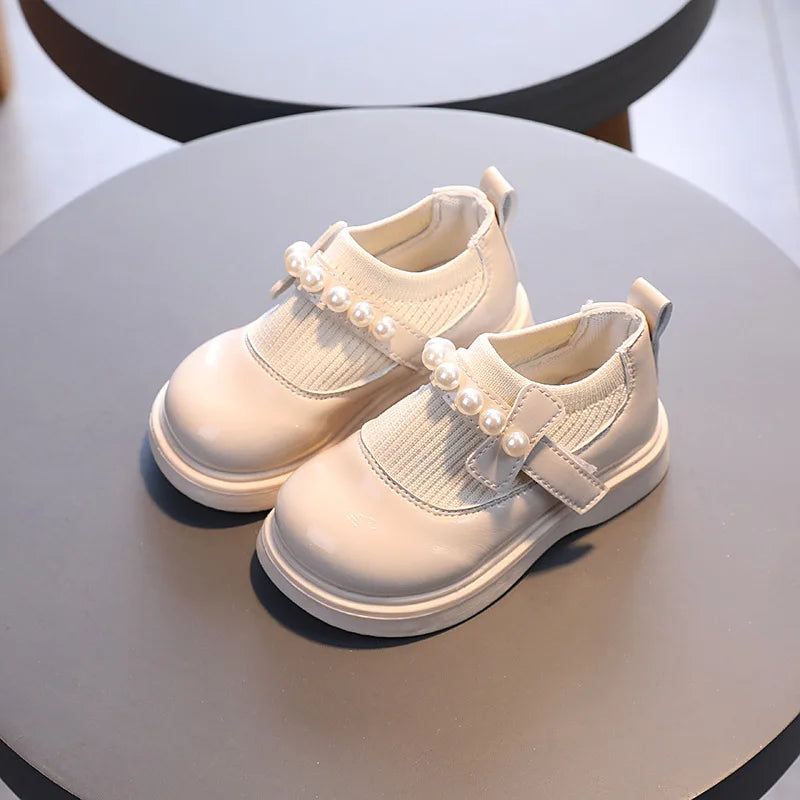 Toddlers Girls Casual Shoes Beading Princess Kids Flats Stretch Fabric Slip-on Fashion Children Shoes Spring Autumn Brand New