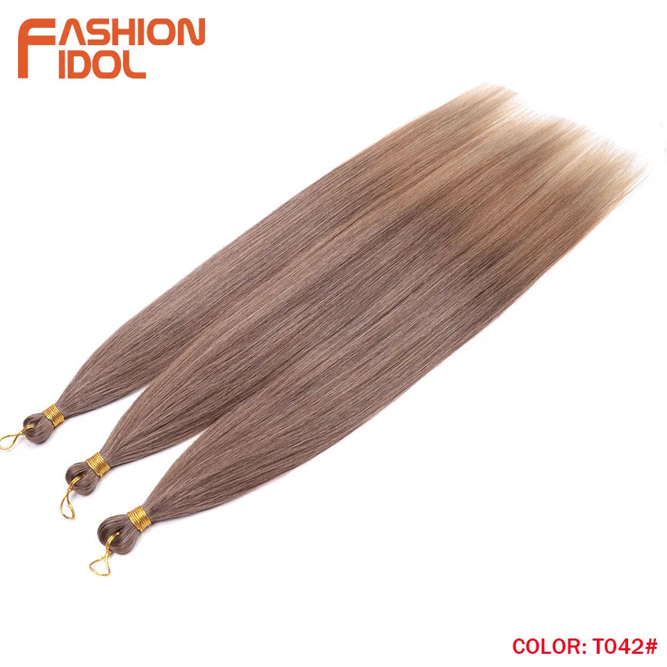 28" 3PCS 300g Ariel Straight Pony Hair Bundles Crochet Braids Hair Synthetic Braiding Hair Ombre Blonde Crochet Hair Extensions