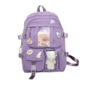 Preppy School Bag Student Backpack Nylon Cute Girl Backpack Badge Pendant Travel Bag