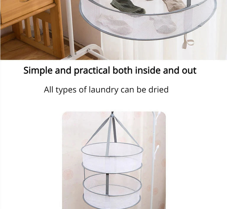 Foldable double-layer clothesline socks sweater socks artifact clothesline flat mesh bag clothesline drying net 1PC