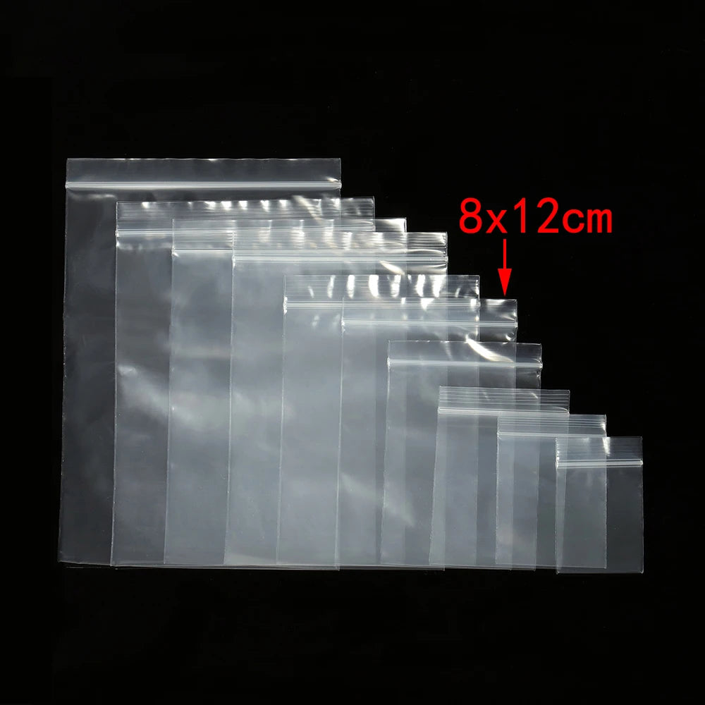 100pcs Transparent Self Sealing Zip Zipper Lock Plastic Bags 4*6/5*7/6*8/7*10cm Clear Ziplock Bags for Jewelry Packaging Bag