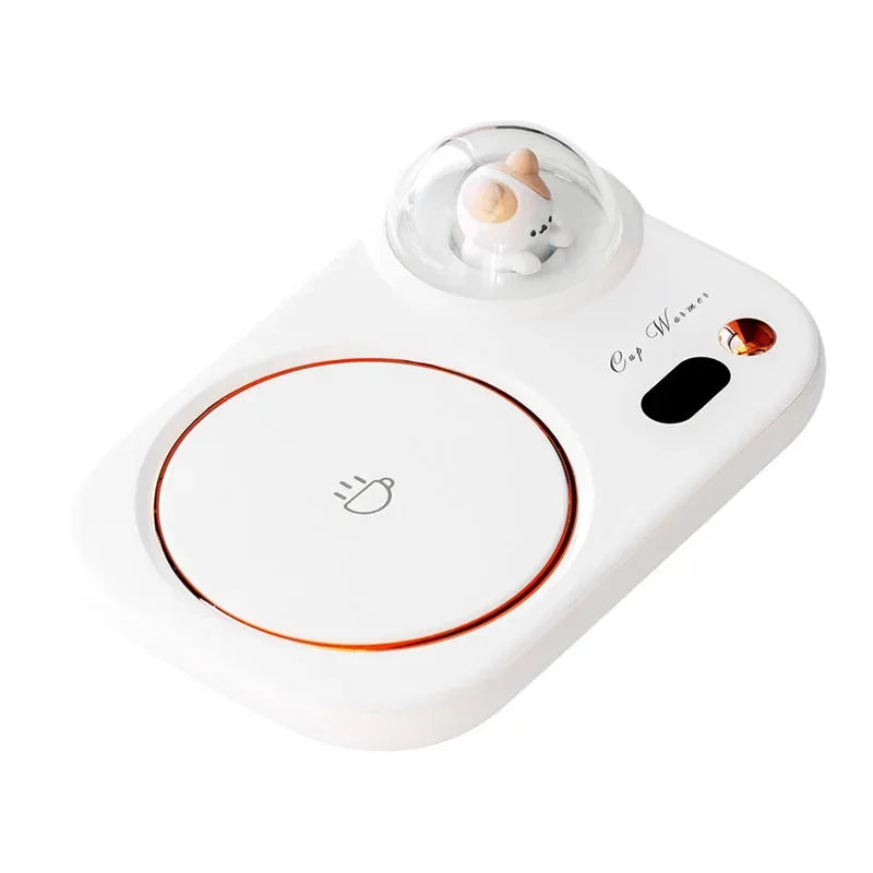 Creative Electric Beverage Cup Warmer Heating Coasters New Coffee Mug Warmer with LED Night Light Function for Tea Water Milk
