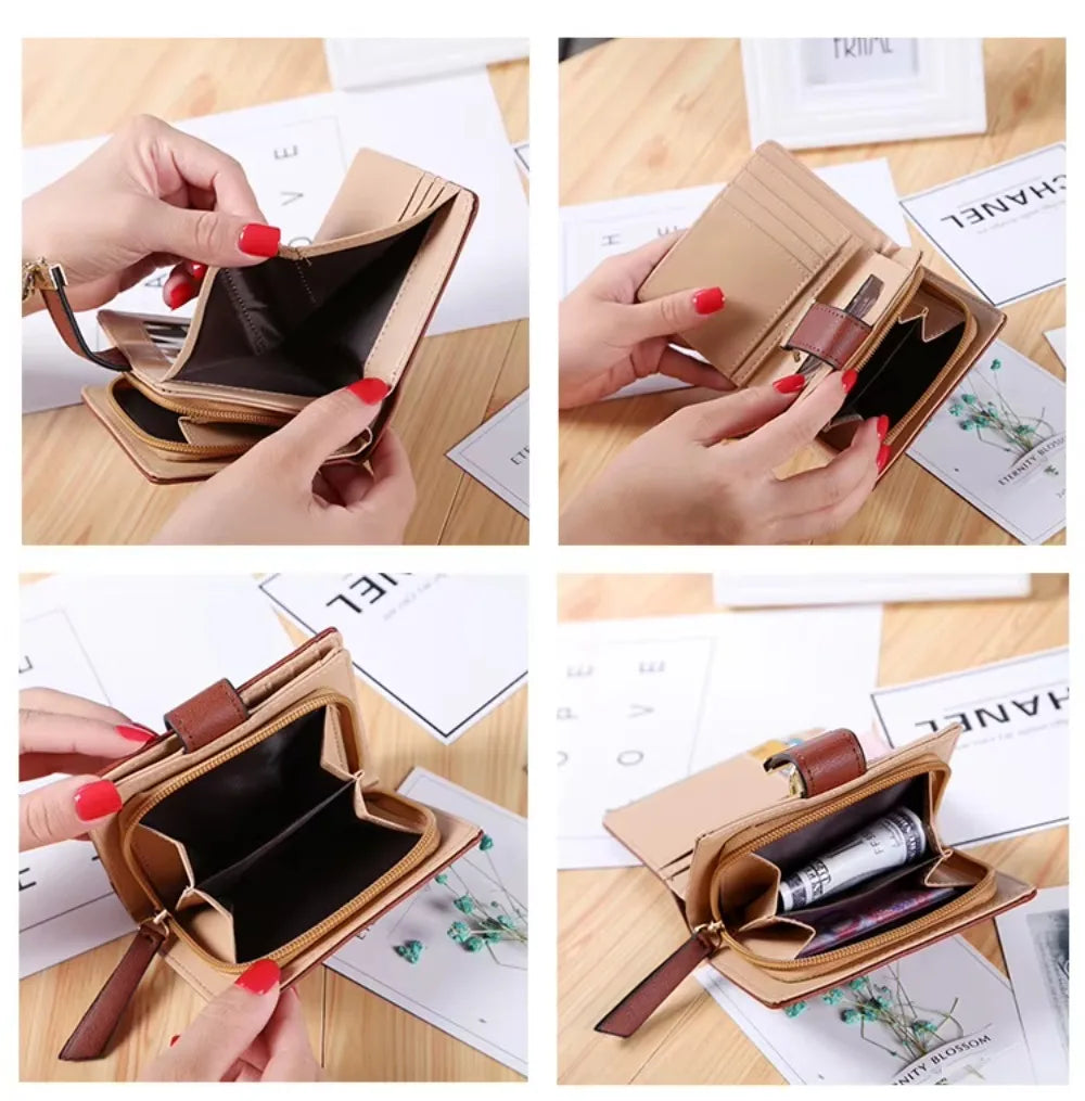 Luxury Women Wallet Leather Purse Short Zipper Clutch Bag Small Hollow Out Leaves Design Fashion Brand Wallets