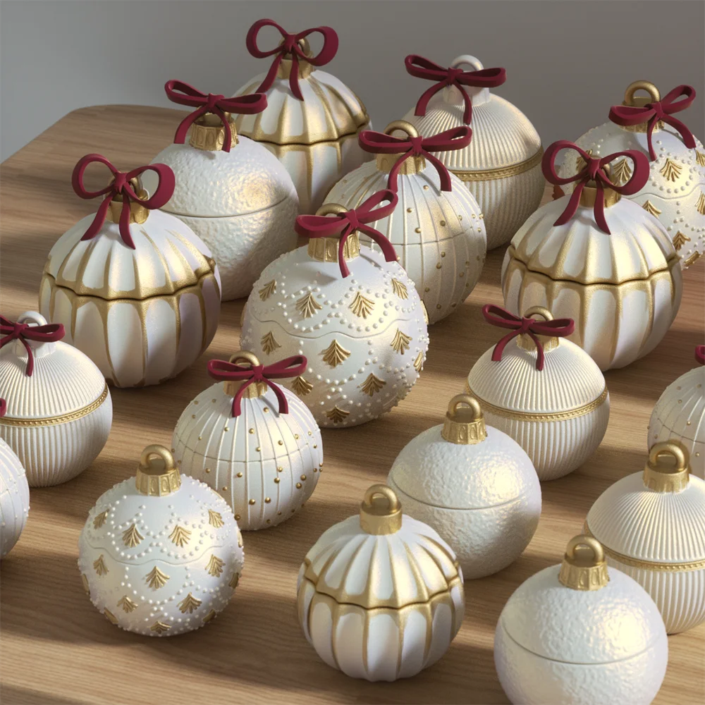 Twinkle Bauble Candle Jar Concrete Jesmonite Silicone Mold 4 oz Candle Refill Mold Christmas Home Decoration