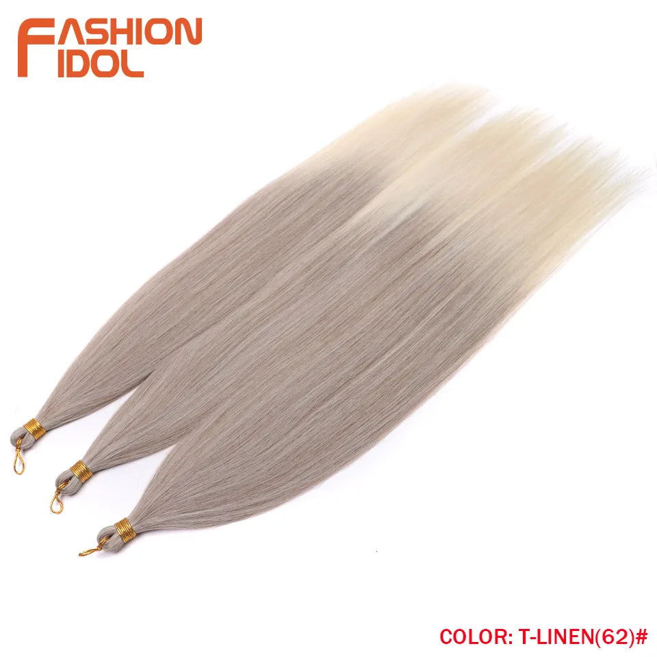 28" 3PCS 300g Ariel Straight Pony Hair Bundles Crochet Braids Hair Synthetic Braiding Hair Ombre Blonde Crochet Hair Extensions