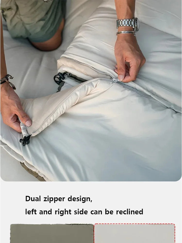 Naturehike Envelope Cotton Sleeping Bag Portable Outdoor Camping Adult Sleeping Bag Single Splicable Hooded Cotton Sleeping Bag