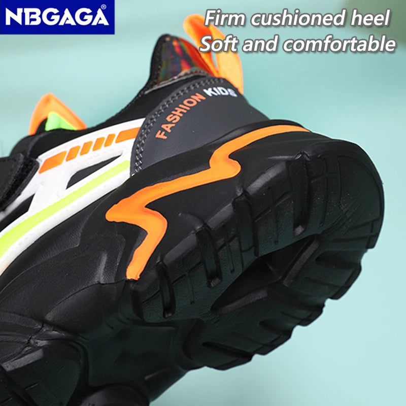 New Sport Sneaker Kids Boys Casual Shoes for 5-16Years Old Children Leather Non-Slip Fashion Tenis Shoes Soft Soled Black Shoe