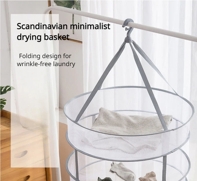 Foldable double-layer clothesline socks sweater socks artifact clothesline flat mesh bag clothesline drying net 1PC