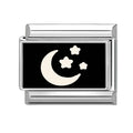 Personalized Black and White Moon Stars Cloud Italian Charm Links Fit 9mm Stainless Steel Bracelet Men Women DIY Making Gifts