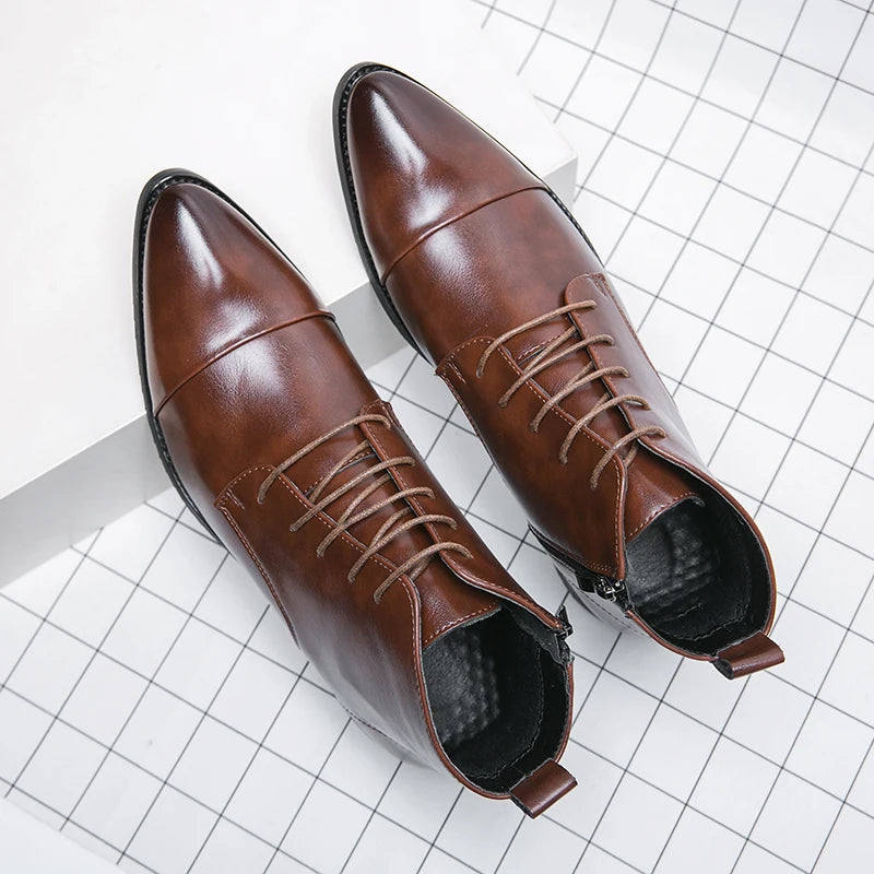Luxury Designer Men's 38~48 Genuine Leather Italian Brand Dress Shoes Men Fashion Chelsea Casual Boots Retro Ankle Boot Footwear