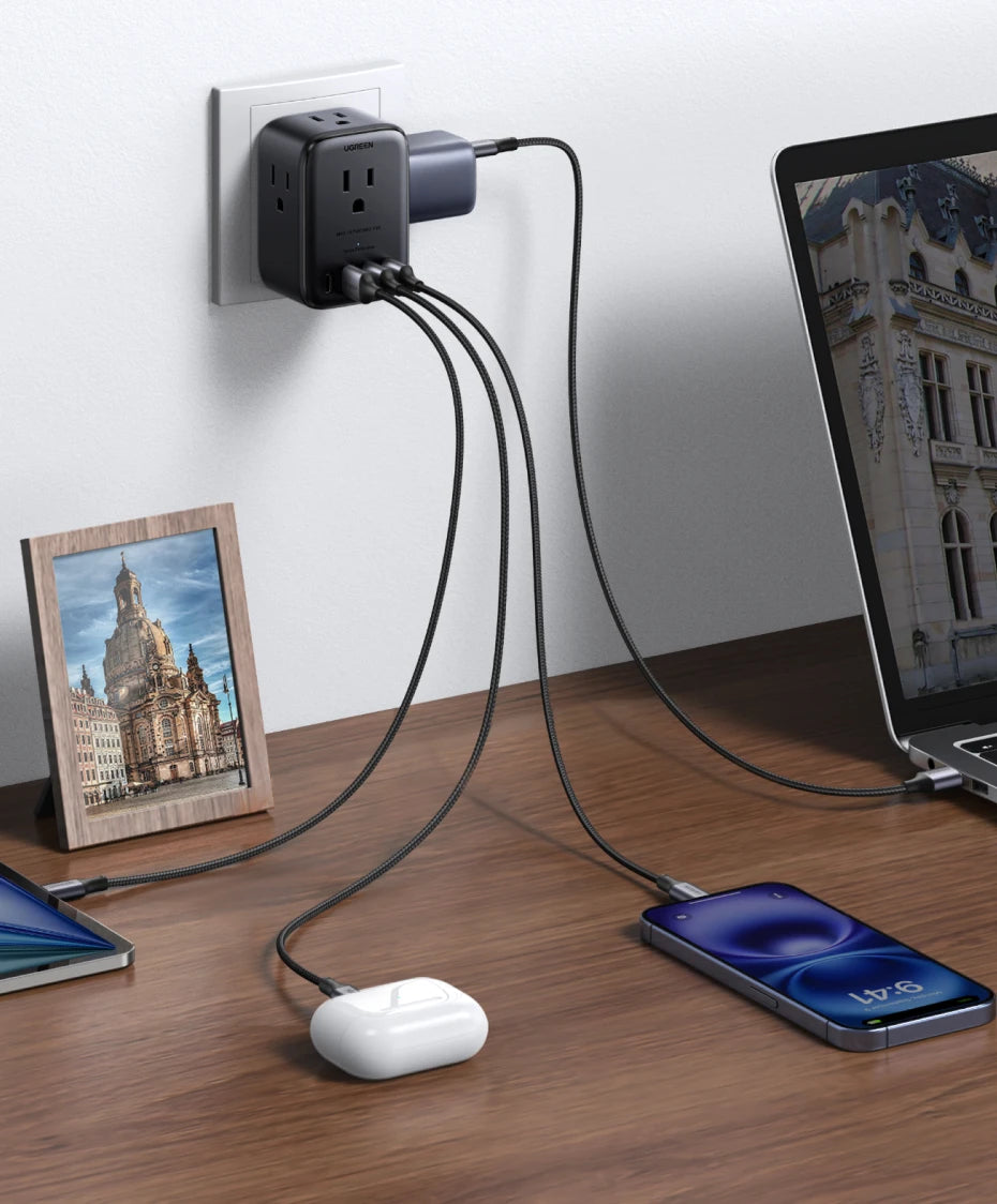UGREEN Outlet Extender 20W Power Strip with 4 AC Outlets 3 USB A 1 USB C Wall Charger for Home Office Travel 1875W 15A 125V
