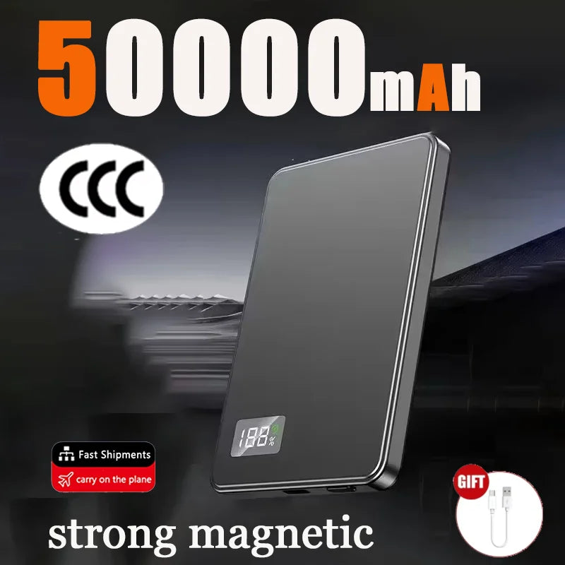 500000mAh Wireless Power Bank Portable Ultra-thin CCC Certified Magnetic Super Fast Charging Electronic Display For MagSafe 2026