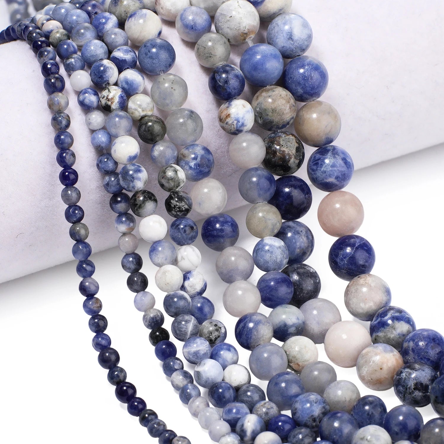 Natural Stone Flower Sodalite Smooth Pendant Beads for Jewelry Making DIY Necklace Earrings Accessory Wholesale 4/6/8/10mm