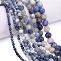 Natural Stone Flower Sodalite Smooth Pendant Beads for Jewelry Making DIY Necklace Earrings Accessory Wholesale 4/6/8/10mm