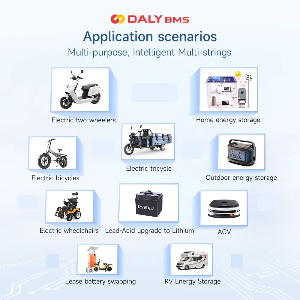 DALY BMS Smart WIFI BMS 4S 12V 8S 24V 16S 48V 80A 100A 1A Active Balancer Built In Bluetooth RS485 CANBUS for Lifepo4 Li-ion LTO