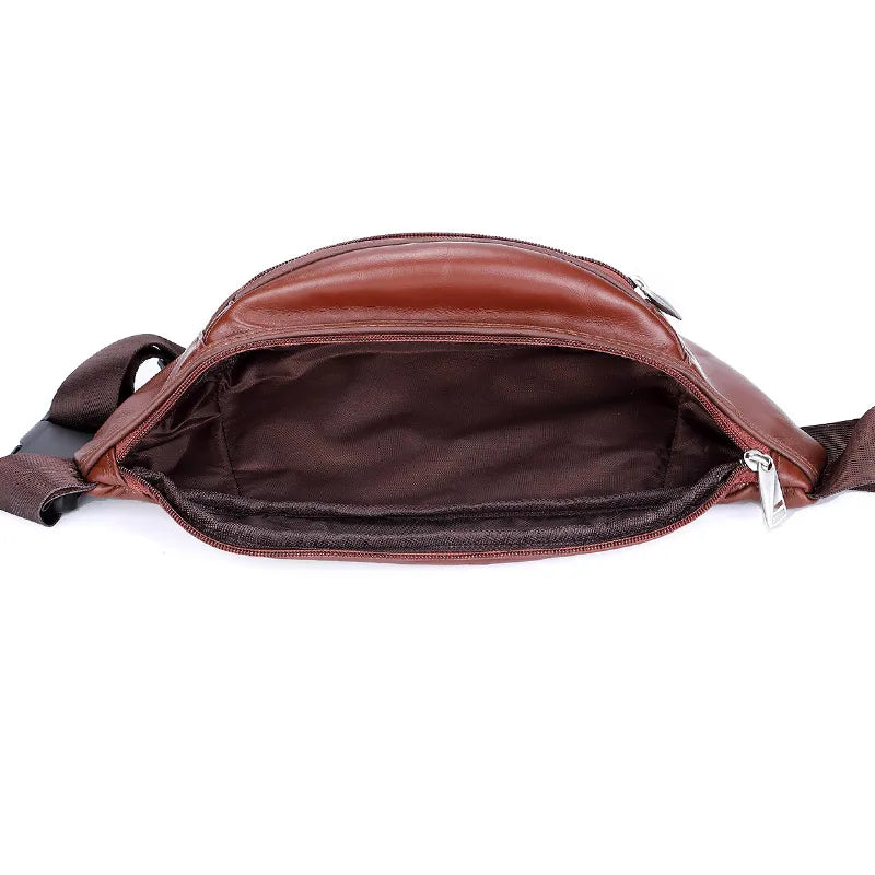 Fashion Men Genuine Leather Fanny Bag for Phone Pouch Male Leather Messenger Bags Brand Fanny Pack Male Travel Waist Bag Men