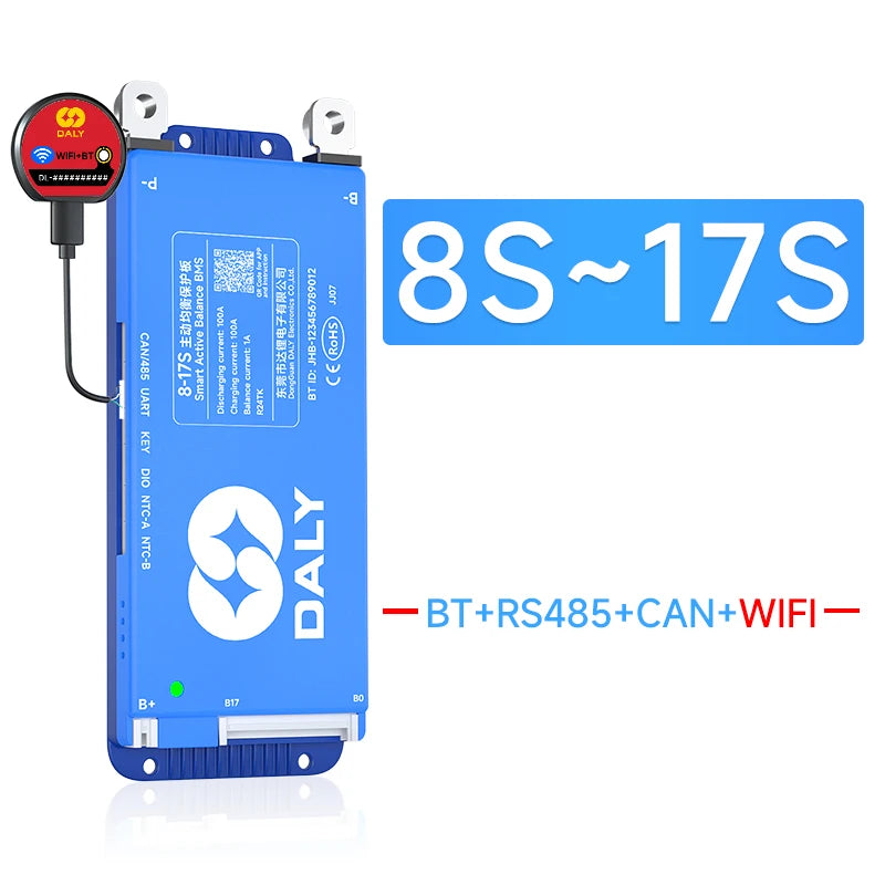 DALY BMS Smart WIFI BMS 4S 12V 8S 24V 16S 48V 80A 100A 1A Active Balancer Built In Bluetooth RS485 CANBUS for Lifepo4 Li-ion LTO