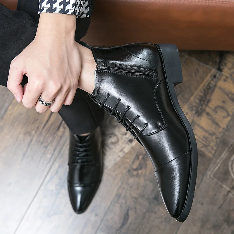 Luxury Designer Men's 38~48 Genuine Leather Italian Brand Dress Shoes Men Fashion Chelsea Casual Boots Retro Ankle Boot Footwear