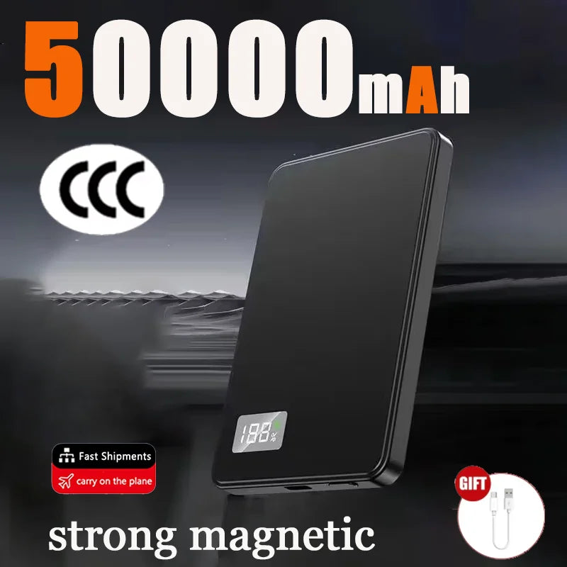 500000mAh Wireless Power Bank Portable Ultra-thin CCC Certified Magnetic Super Fast Charging Electronic Display For MagSafe 2026