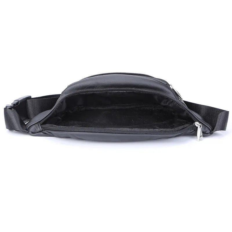 Fashion Men Genuine Leather Fanny Bag for Phone Pouch Male Leather Messenger Bags Brand Fanny Pack Male Travel Waist Bag Men