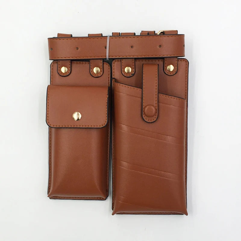 2 Pcs Women Waist Bag Hip Hop Leather Belt Bags Tactical Crossbody Chest Bag Female Fanny Pack Small Designer Luxury Hip Pocket