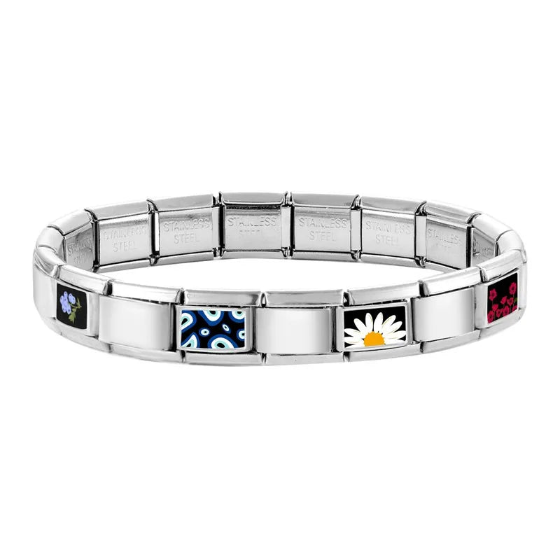 Personalized Black and White Moon Stars Cloud Italian Charm Links Fit 9mm Stainless Steel Bracelet Men Women DIY Making Gifts