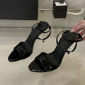 Aneikeh Summer Fashion Blue Female Sandal Open Toe Buckle High Heels Peep Pointed New Denim Stiletto Strap Womens Prom Shoes