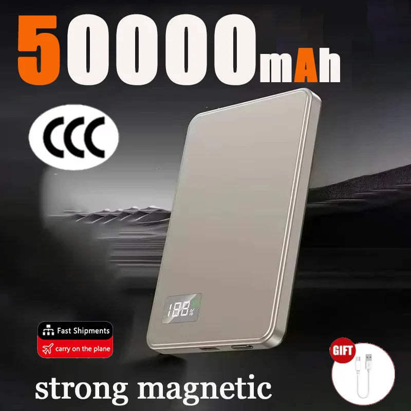 500000mAh Wireless Power Bank Portable Ultra-thin CCC Certified Magnetic Super Fast Charging Electronic Display For MagSafe 2026