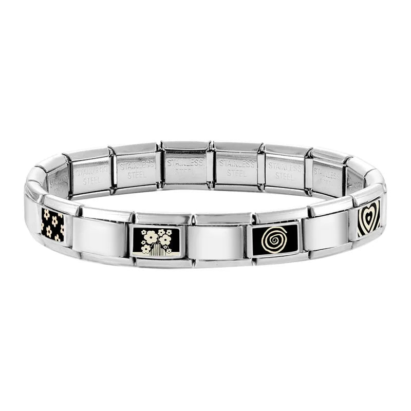 Personalized Black and White Moon Stars Cloud Italian Charm Links Fit 9mm Stainless Steel Bracelet Men Women DIY Making Gifts