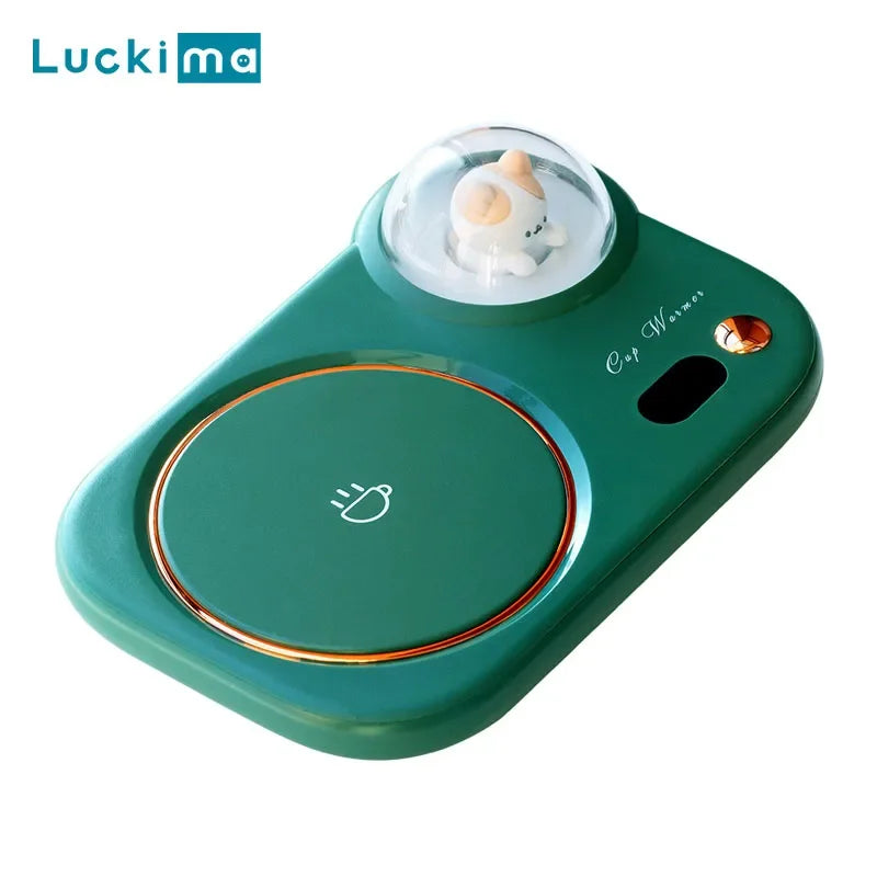 Creative Electric Beverage Cup Warmer Heating Coasters New Coffee Mug Warmer with LED Night Light Function for Tea Water Milk