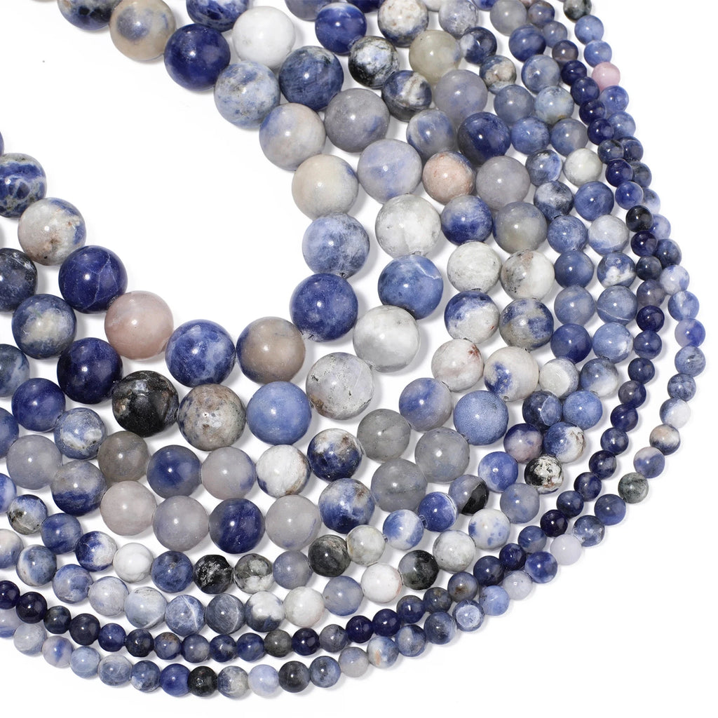Natural Stone Flower Sodalite Smooth Pendant Beads for Jewelry Making DIY Necklace Earrings Accessory Wholesale 4/6/8/10mm