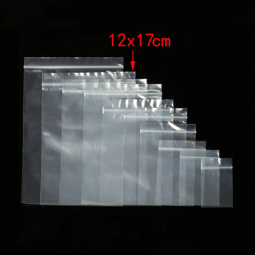 100pcs Transparent Self Sealing Zip Zipper Lock Plastic Bags 4*6/5*7/6*8/7*10cm Clear Ziplock Bags for Jewelry Packaging Bag