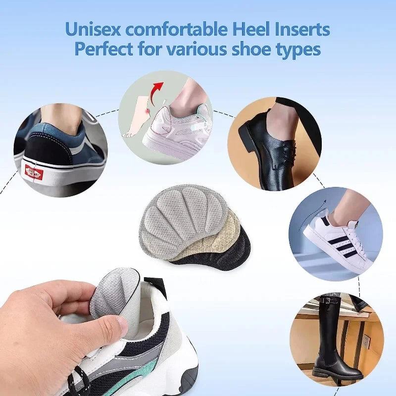 4pcs Heel Insoles Patch Anti-Pain Cushion Pads Thickened Heels Stickers Foot Care Protector Sneaker Shoes Adhesive Back Sticker