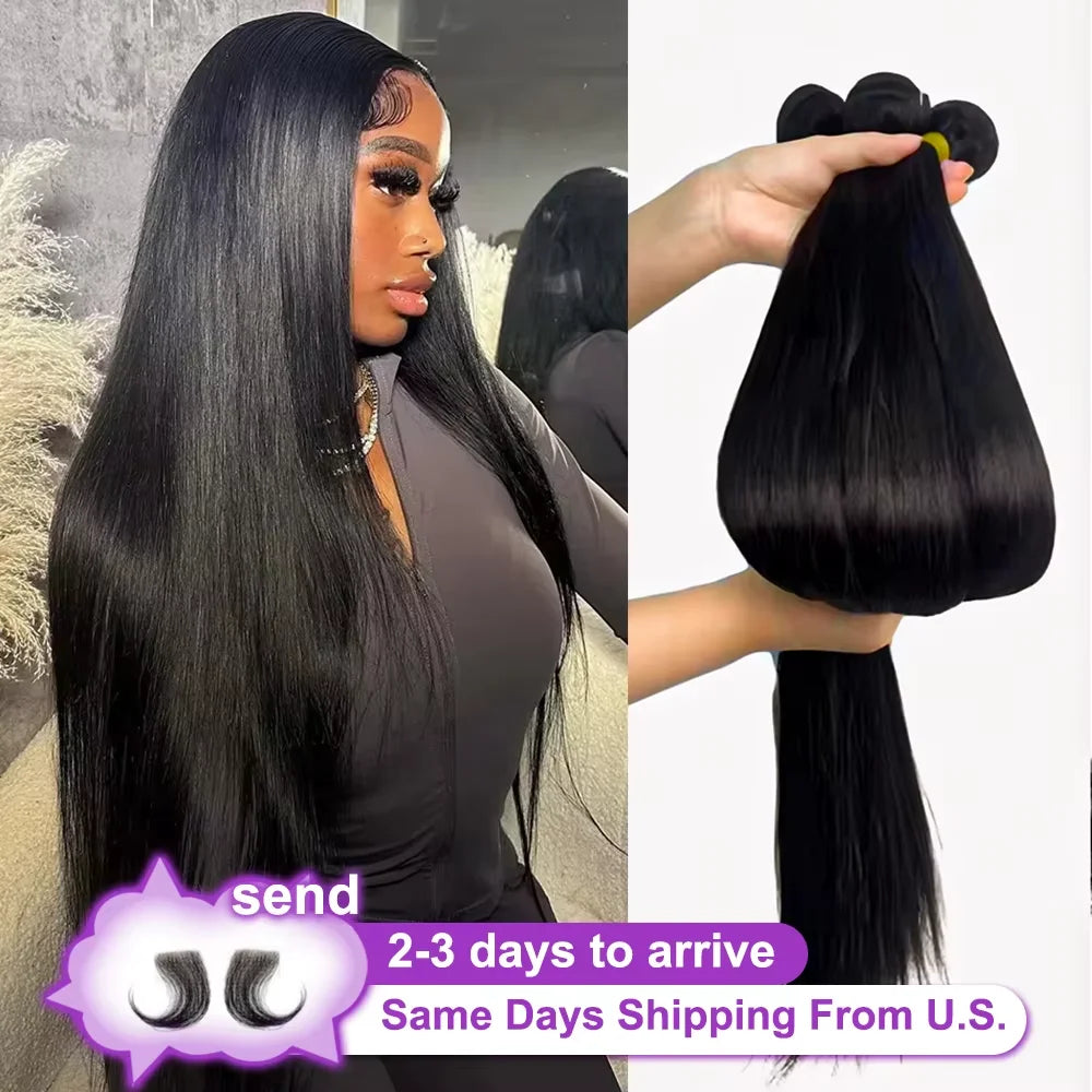 12A Bone Straight  Real Human Hair Bundles 30 40 Inch Raw Hair 4 5 Bundles Brazilian Hair Deals Weave Extensions For Black Women