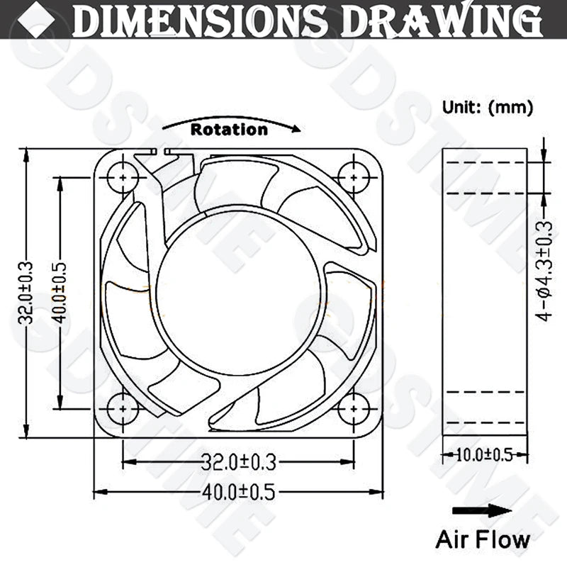 2Pcs Gdstime DC 24V 12V 5V 40mm x 40mm x 10mm 2-Pin Ball Bearing Computer PC Case Cooling Fan 4010