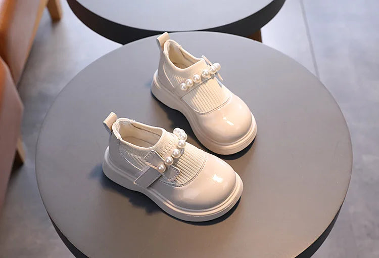 Toddlers Girls Casual Shoes Beading Princess Kids Flats Stretch Fabric Slip-on Fashion Children Shoes Spring Autumn Brand New