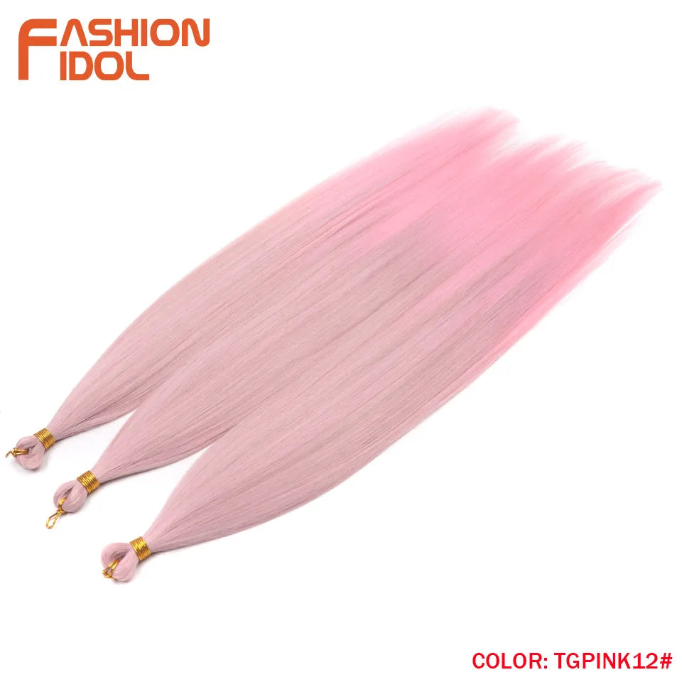 28" 3PCS 300g Ariel Straight Pony Hair Bundles Crochet Braids Hair Synthetic Braiding Hair Ombre Blonde Crochet Hair Extensions