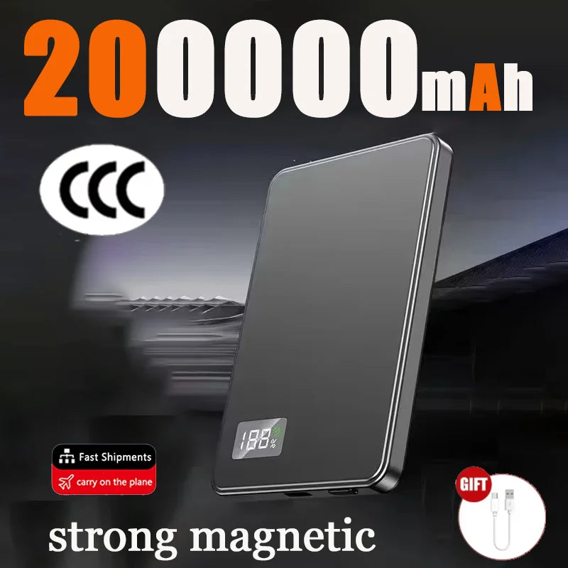 500000mAh Wireless Power Bank Portable Ultra-thin CCC Certified Magnetic Super Fast Charging Electronic Display For MagSafe 2026
