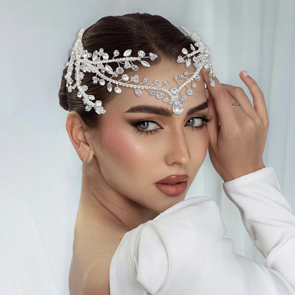 DZ215 Bling Indian Pendant Forehead Chain Jewelry Tiara Headpiece Bridal Headdress Crystal Wedding Headwear Accessories Gift