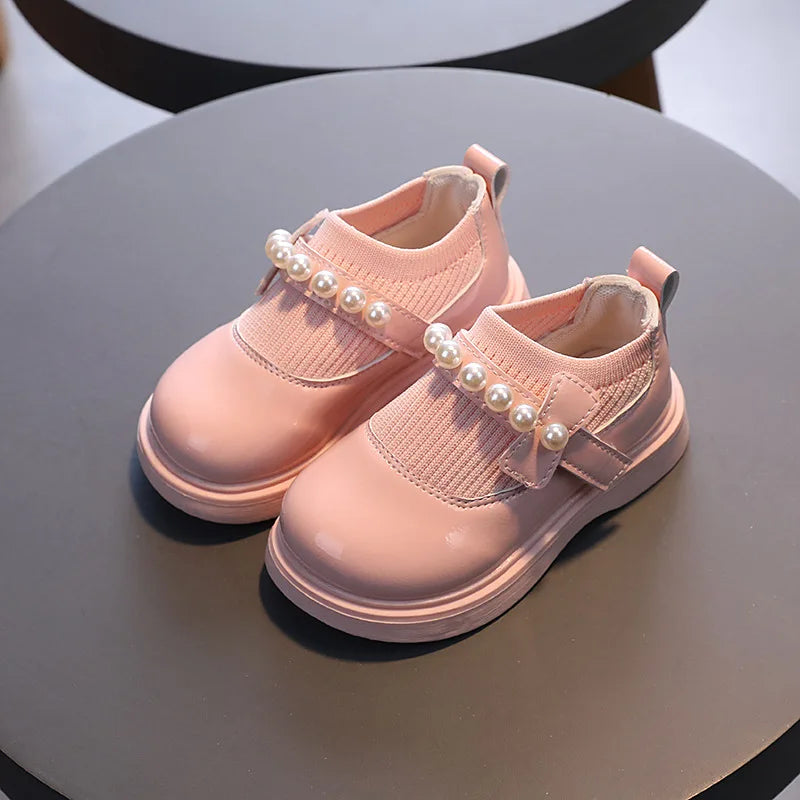 Toddlers Girls Casual Shoes Beading Princess Kids Flats Stretch Fabric Slip-on Fashion Children Shoes Spring Autumn Brand New
