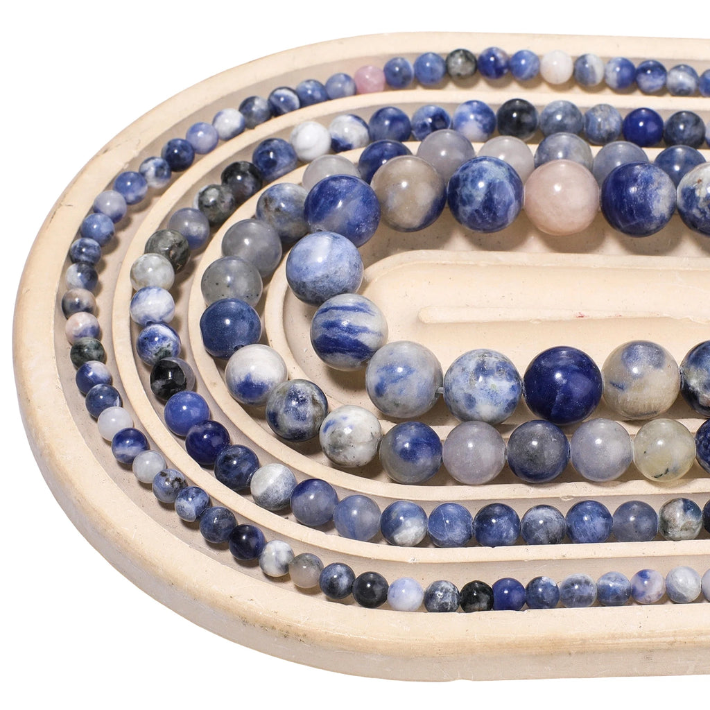 Natural Stone Flower Sodalite Smooth Pendant Beads for Jewelry Making DIY Necklace Earrings Accessory Wholesale 4/6/8/10mm