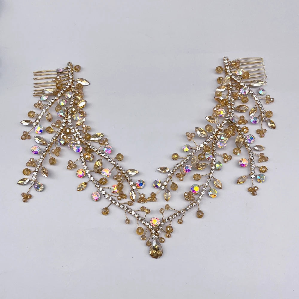 DZ215 Bling Indian Pendant Forehead Chain Jewelry Tiara Headpiece Bridal Headdress Crystal Wedding Headwear Accessories Gift