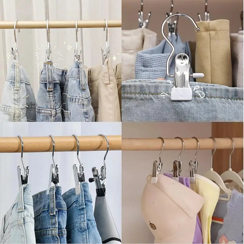 5 Pcs Portable Metal Hook Clip Multifunctional Clothespins Hat Storage Organizer Clip Boot Shoe Pant Wardrobe Cap Organizer