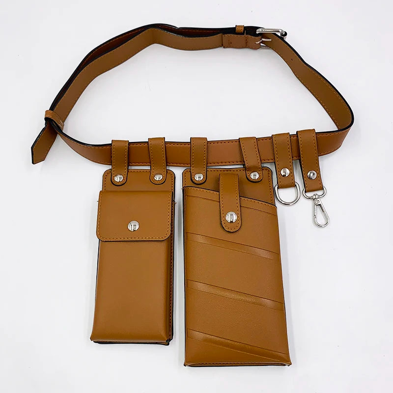 2 Pcs Women Waist Bag Hip Hop Leather Belt Bags Tactical Crossbody Chest Bag Female Fanny Pack Small Designer Luxury Hip Pocket